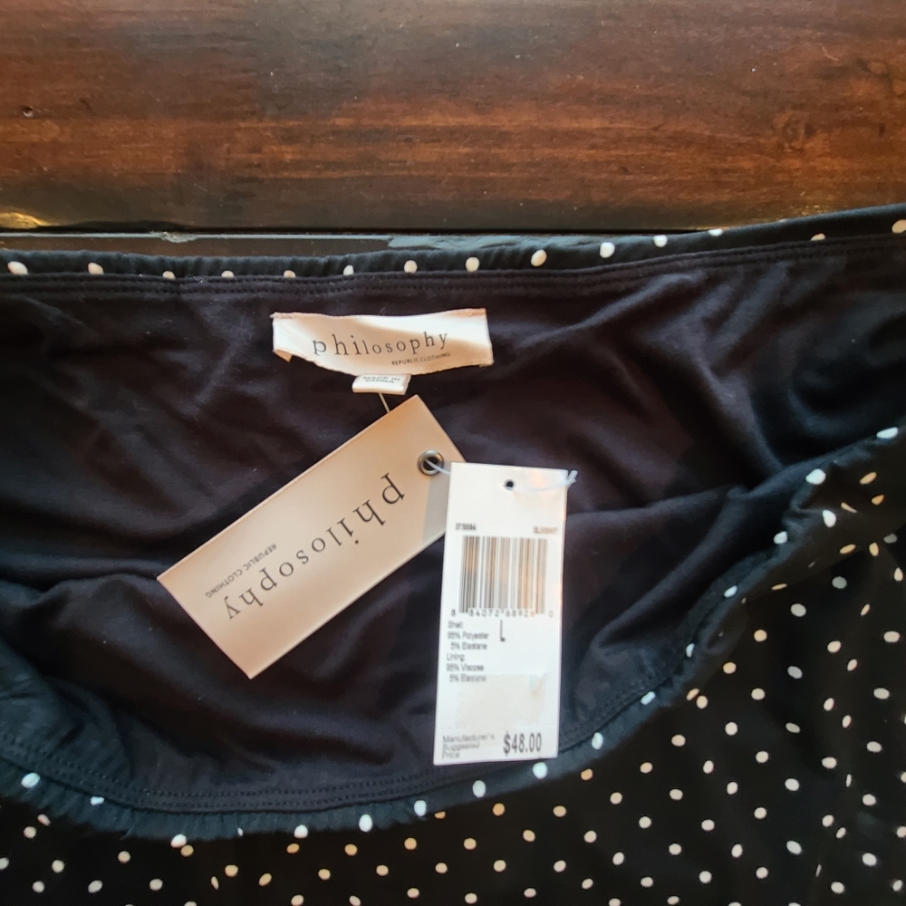 NWT Philosophy black/white polkadot skirt Large - Picture 4 of 8
